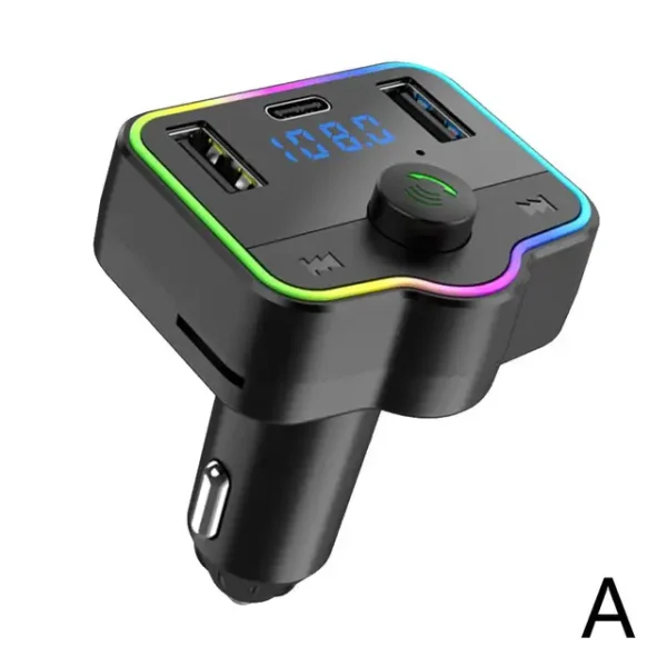 Car Bluetooth 5.0 FM Type-C Dual USB 3.1A Fast Charger Colorful – Image 4