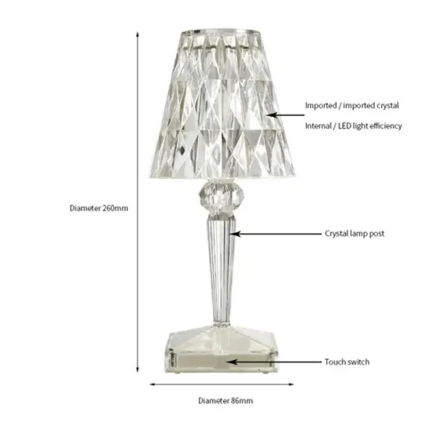 Diamond Table Lamp LED Touch Control Crystal Charging Acrylic – Image 5